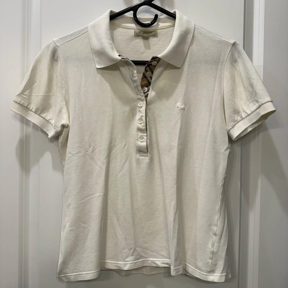 Burberry London white polo classic check print plaid - Picture 1 of 6